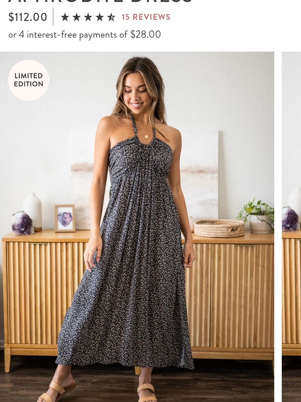 Sozy. Aphrodite. Grey Combo. Women’s Floral Halter Maxi Dress